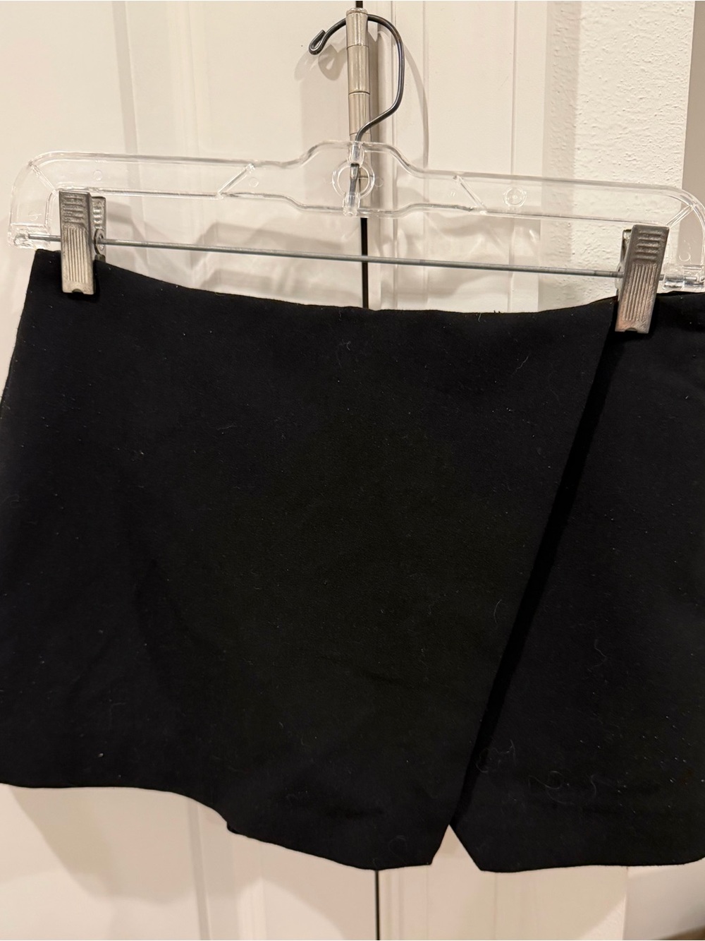 Zara Black Mini Skirt with Overlap Front
